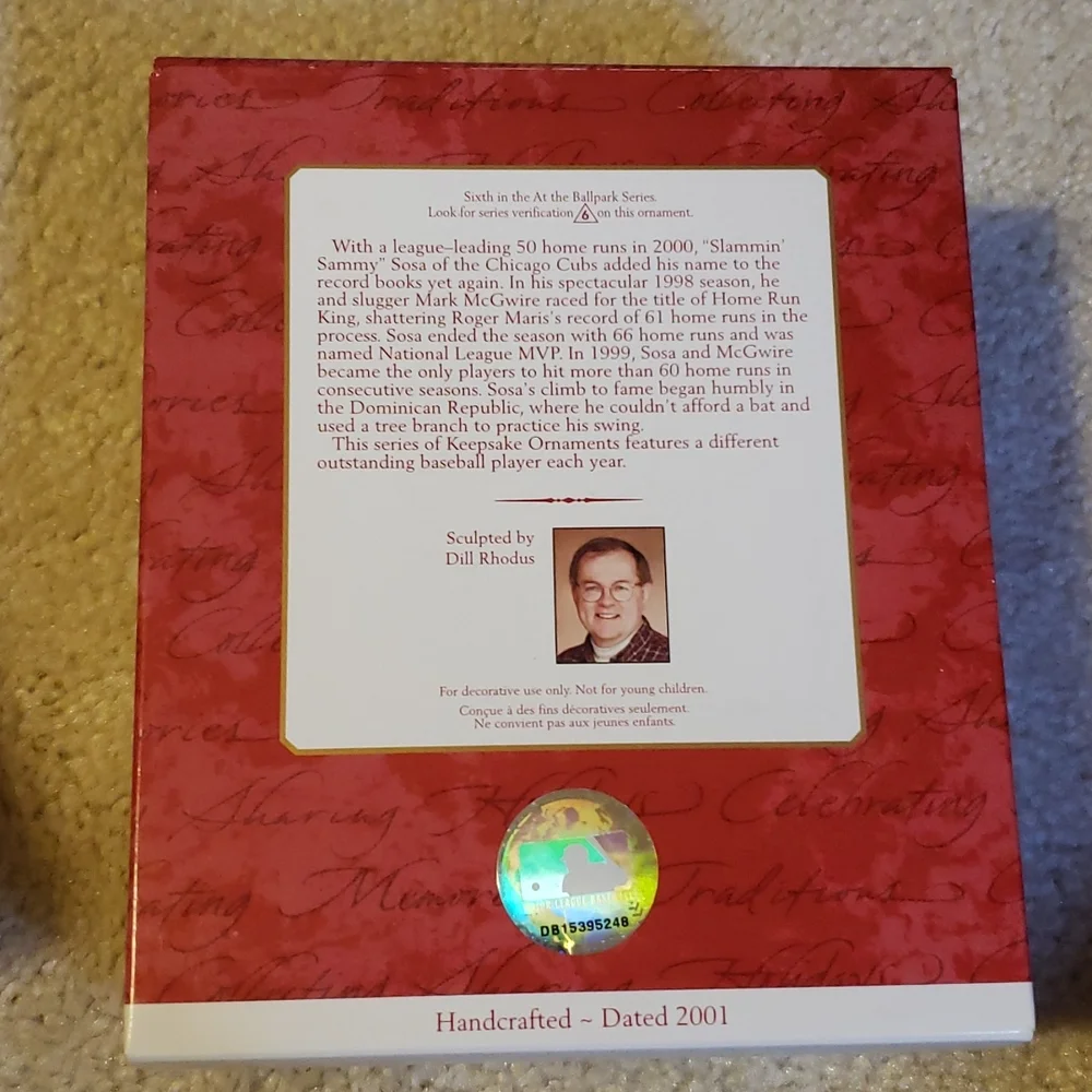 Hallmark 2001 At The Ballpark SAMMY SOSA Holiday Christmas Ornament